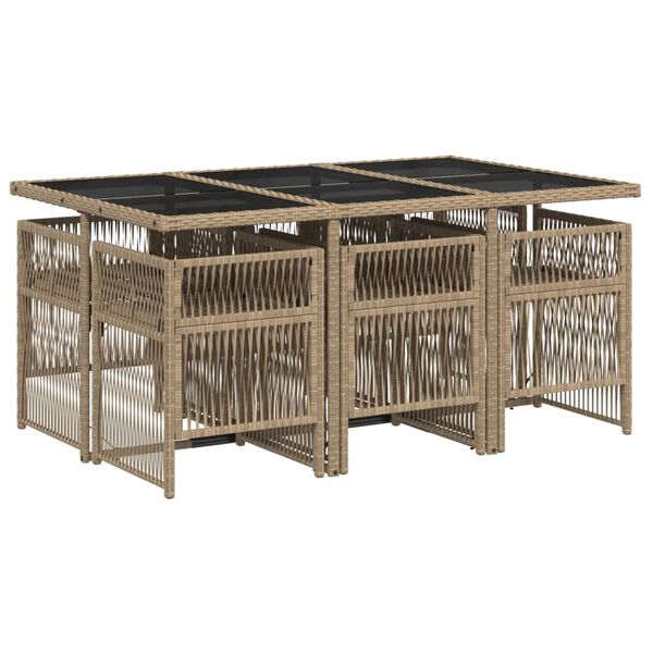 vidaXL spisebordss&aelig;t til haven 7 dele med hynder polyrattan beige