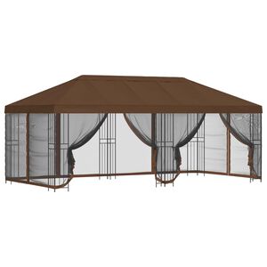 vidaXL Pavillon med sidetapper 6 x 3 m Brun Polyester og St&aring;l 190