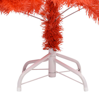 vidaXL kunstigt juletræ med lys og kuglesæt 180 cm PVC rød