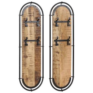 vidaXL v&aelig;gh&aelig;ngte knager&aelig;kker 2 stk. 4 knager massivt ru mangotr&aelig;