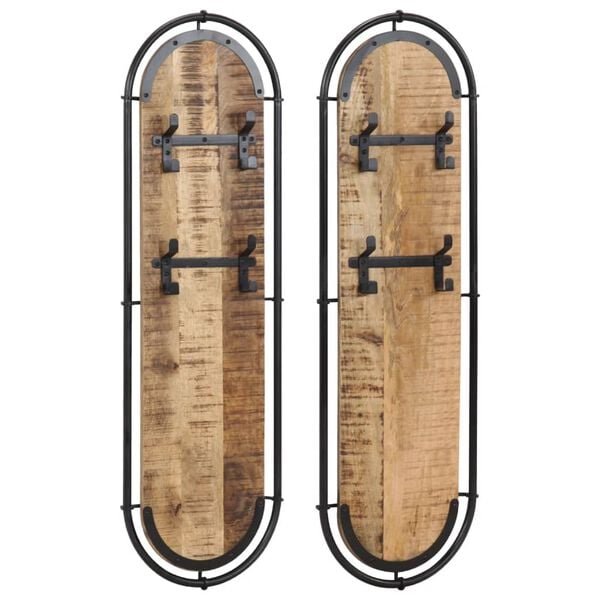 vidaXL v&aelig;gh&aelig;ngte knager&aelig;kker 2 stk. 4 knager massivt ru mangotr&aelig;