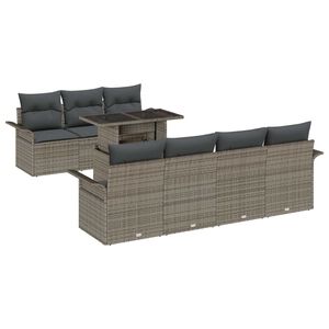 vidaXL Havesofa S&aelig;t med pude med opbevaring 8 pcs Gr&aring; Poly Rattan