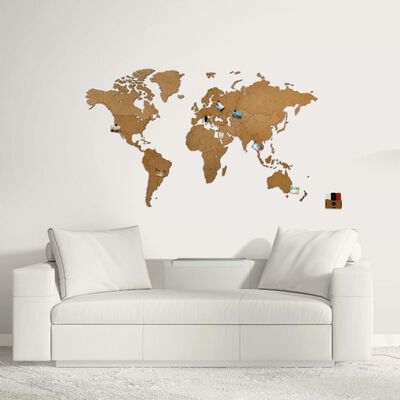 MiMi Innovations verdenskort i træ vægpynt Luxury 130 x 78 cm brun