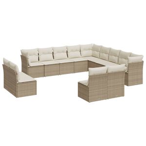 vidaXL sofas&aelig;t til haven 13 dele med hynder polyrattan beige