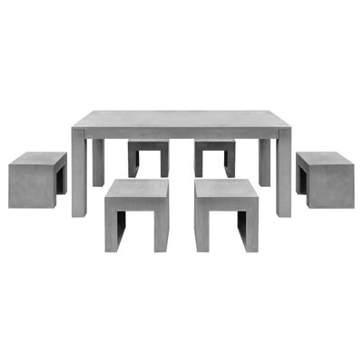 Udendørs spisebordssæt 7 dele beton