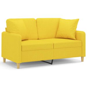 vidaXL 2-personers sofa med pyntepuder 120 cm stof lysegul