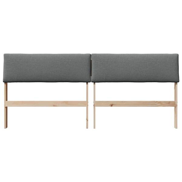 vidaXL Polstret sengegavl M&oslash;rkegr&aring; 200 cm Massiv fyrretr&aelig;