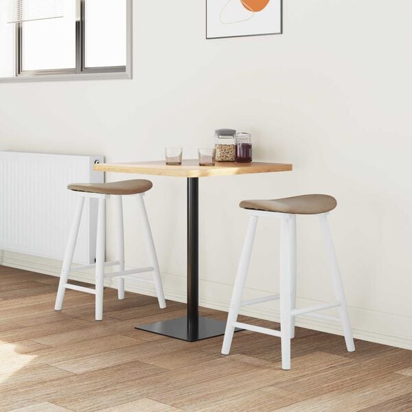 vidaXL Spisestole 2 pcs Hvid 46 x 37 x 63 cm Massiv Gummitr&aelig;