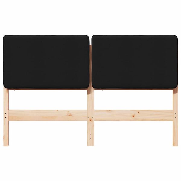 vidaXL Polstret sengegavl Brun og sort 135 cm Massiv fyrretr&aelig;