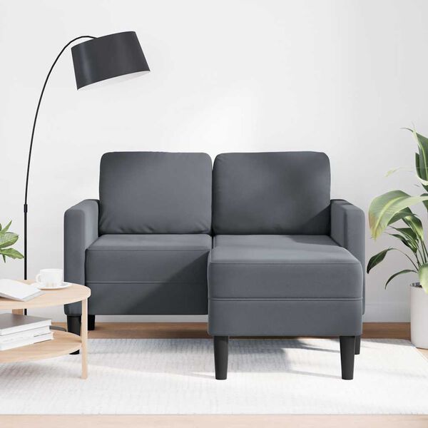 vidaXL 2-personers sofa med chaiselong L-formet 125 cm fl&oslash;jl m&oslash;rkegr&aring;