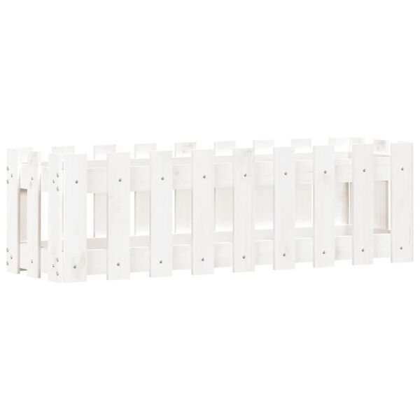 vidaXL h&oslash;jbed med stakitdesign 100x30x30 cm massivt fyrretr&aelig; hvid