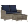 vidaXL 2-personers sofa med hynder og bord polyrattan gr&aring;