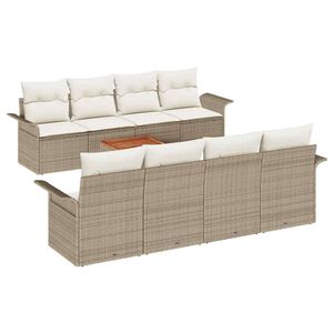 vidaXL Havesofa S&aelig;t med opbevaring 9 pcs Beige og creme polyrattan