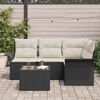 vidaXL Havesofa S&aelig;t med pude 5 pcs Sort polyrattan