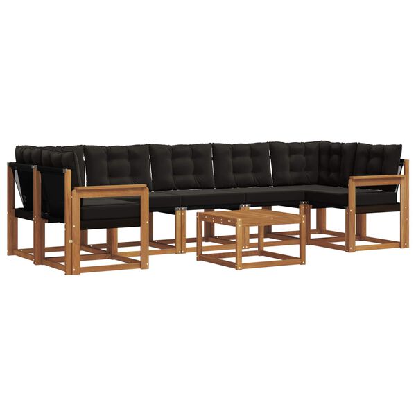 vidaXL Udend&oslash;rs sofagruppe med pude 8 pcs Naturlig og sort