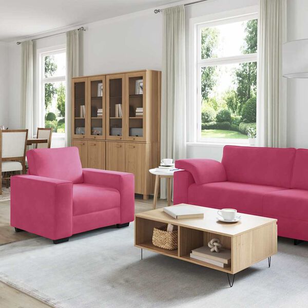 vidaXL sofas&aelig;t 2 dele med hynder velour vinr&oslash;d