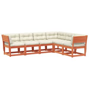 vidaXL sofas&aelig;t til haven 6 dele med hynder massivt fyr gyldenbrun
