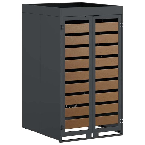 vidaXL Affaldsspand opbevaring med plante-tag til 240L spand Antracit