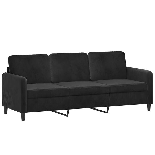 vidaXL 3-personers sofa med fodskammel 180 cm velour sort