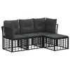 vidaXL Udend&oslash;rs sofagruppe med pude 4 pcs Sort Polyester