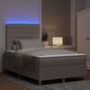 vidaXL LED Box Spring Bed med madras Gr&aring;brun 120 x 190 cm Stof