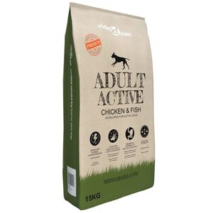 vidaXL t&oslash;rfoder til hunde Adult Active Chicken & Fish Premium 15 kg