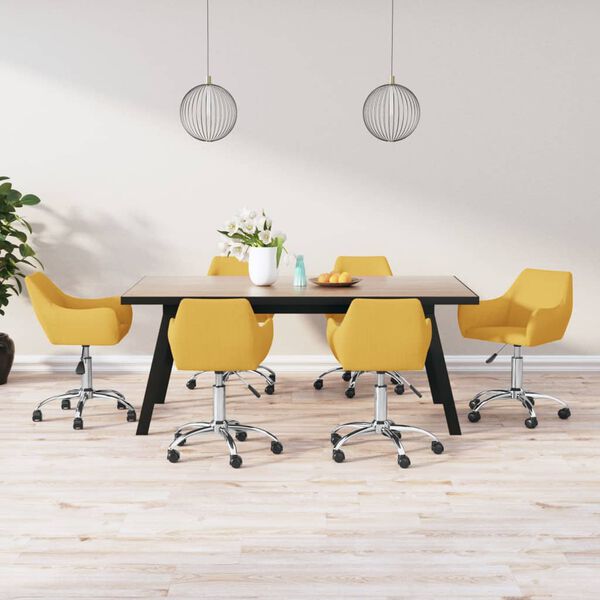 vidaXL drejelige spisebordsstole 6 stk. stof gul
