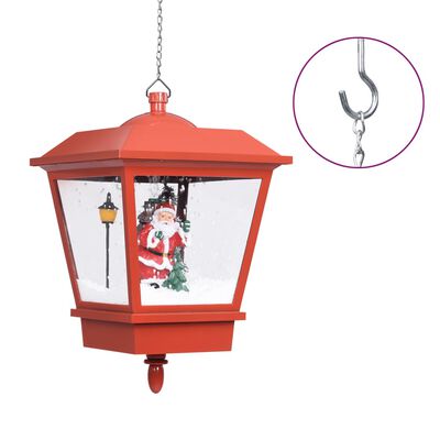 vidaXL hængende julelampe med LED-lys og julemand 27x27x45 cm rød
