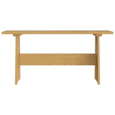 vidaXL spisebord med bænk massivt fyrretræ gyldenbrun