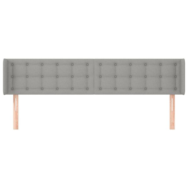 vidaXL sengegavl med kanter 203x16x78/88 cm stof lysegr&aring;