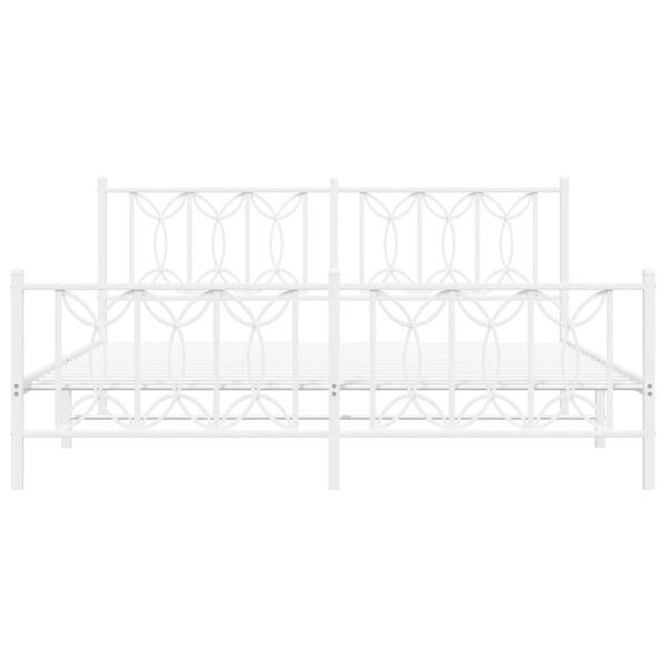 vidaXL sengeramme med sengegavl og fodg&aelig;rde 183x213 cm metal hvid