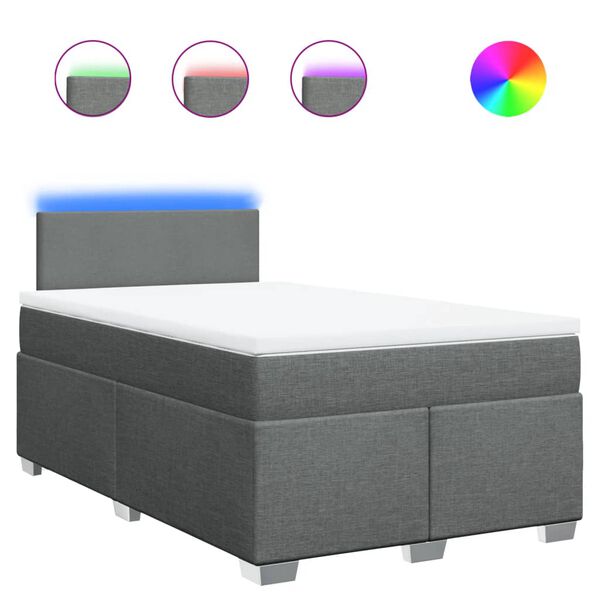 vidaXL kontinentalseng med madras 120x190 cm stof m&oslash;rkegr&aring;