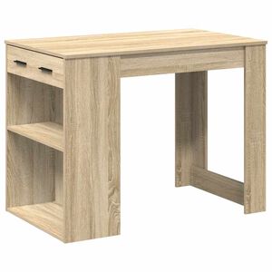 vidaXL skrivebord med skuffe og hylde 102x62x77,5 cm sonoma-eg
