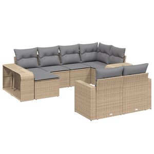 vidaXL sofas&aelig;t til haven 10 dele med hynder polyrattan beige