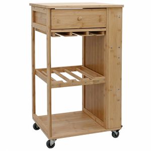 vidaXL K&oslash;kkenvogn med hjul Naturfarvet 47,5 x 36 x 83 cm Bambus