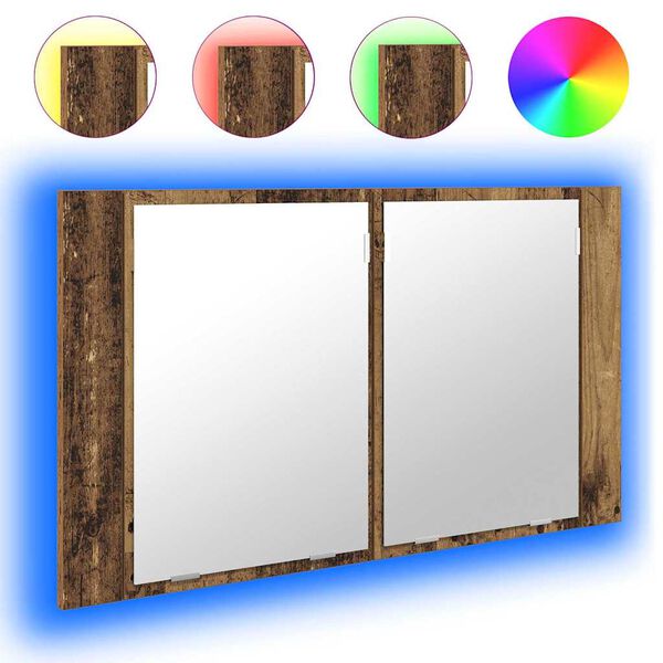 vidaXL Badev&aelig;relsesspejlskab med hylde Gammelt tr&aelig; 80 x 12 x 45 cm