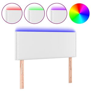 vidaXL sengegavl med LED-lys 100x5x78/88 cm kunstl&aelig;der hvid