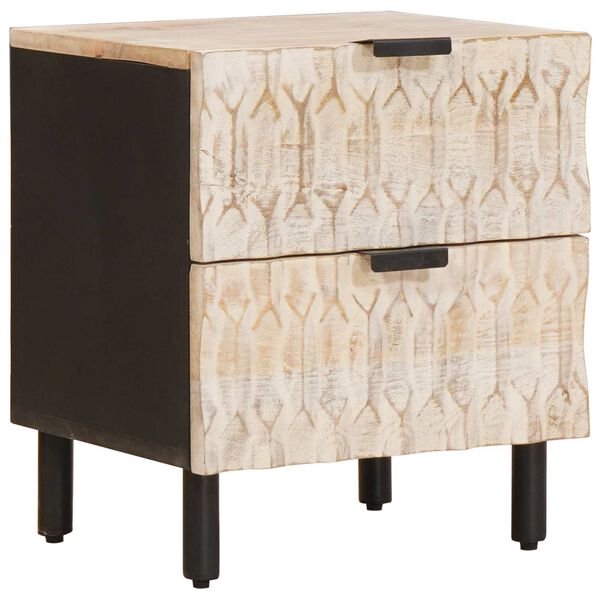 vidaXL Natskab med skuffe 2 pcs Hvid 40 x 33 x 46 cm Massivt mangotr&aelig;