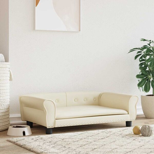 vidaXL hundeseng 95x55x30 cm kunstl&aelig;der cremefarvet