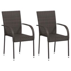 vidaXL havestole 2 stk. stabelbare polyrattan brun