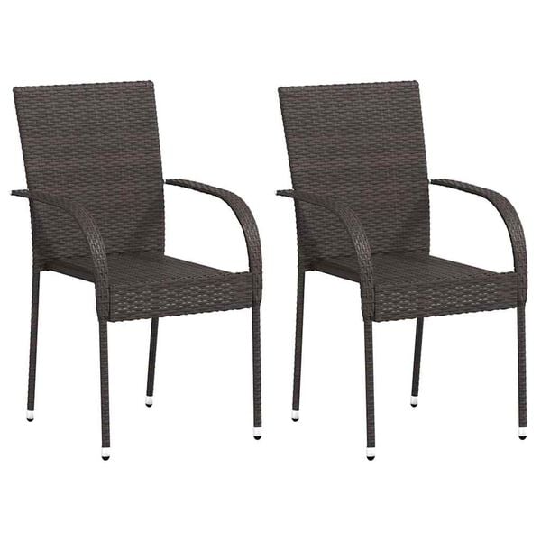 vidaXL havestole 2 stk. stabelbare polyrattan brun