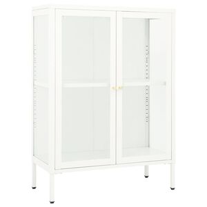 vidaXL sk&aelig;nk 75x35x105 cm st&aring;l og glas hvid