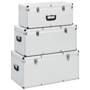 vidaXL opbevaringskufferter 3 stk. aluminium s&oslash;lvfarvet