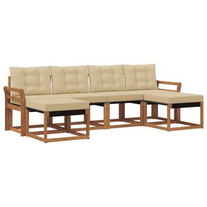 vidaXL Udend&oslash;rs sofagruppe med pude 6 pcs Naturlig og Beige