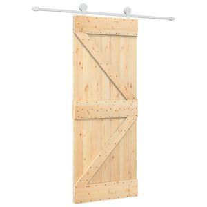 vidaXL Skyded&oslash;r Natur og hvid 80 x 210 cm Massivt fyrretr&aelig;