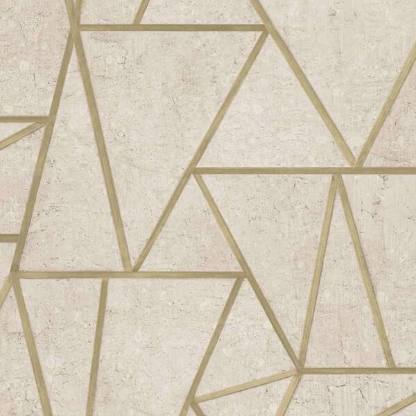 DUTCH WALLCOVERINGS tapet trekanter beige og guld