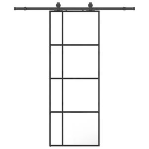 vidaXL skyded&oslash;r med hardwares&aelig;t 76x205 cm ESG glas sort