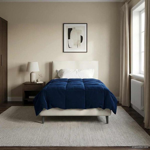 vidaXL Hel&aring;rs dyne Quilting M&oslash;rk bl&aring; 155 x 200 cm Mikrofiber