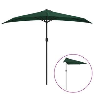 vidaXL balkonparasol med aluminumsstang gr&oslash;n 270 x 144 cm halv
