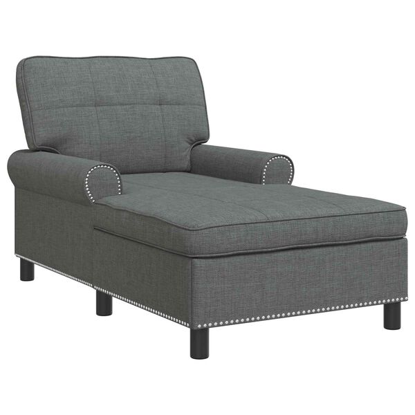 vidaXL Chaise Lounge med pude M&oslash;rkegr&aring; 91 x 157 x 91 cm Stof